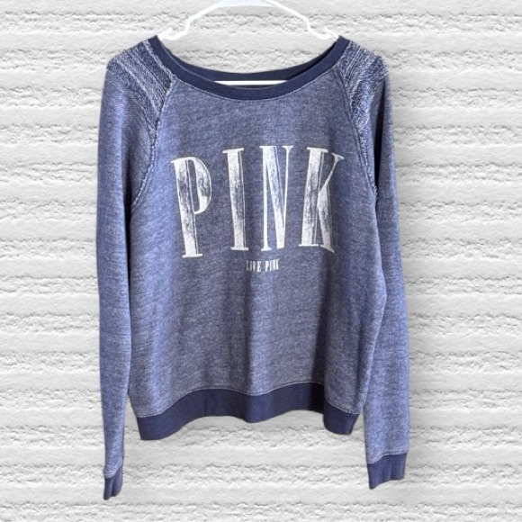 PINK Victoria's Secret Tops - VS Pink Vintage Crewneck | Washed Blue | Size L